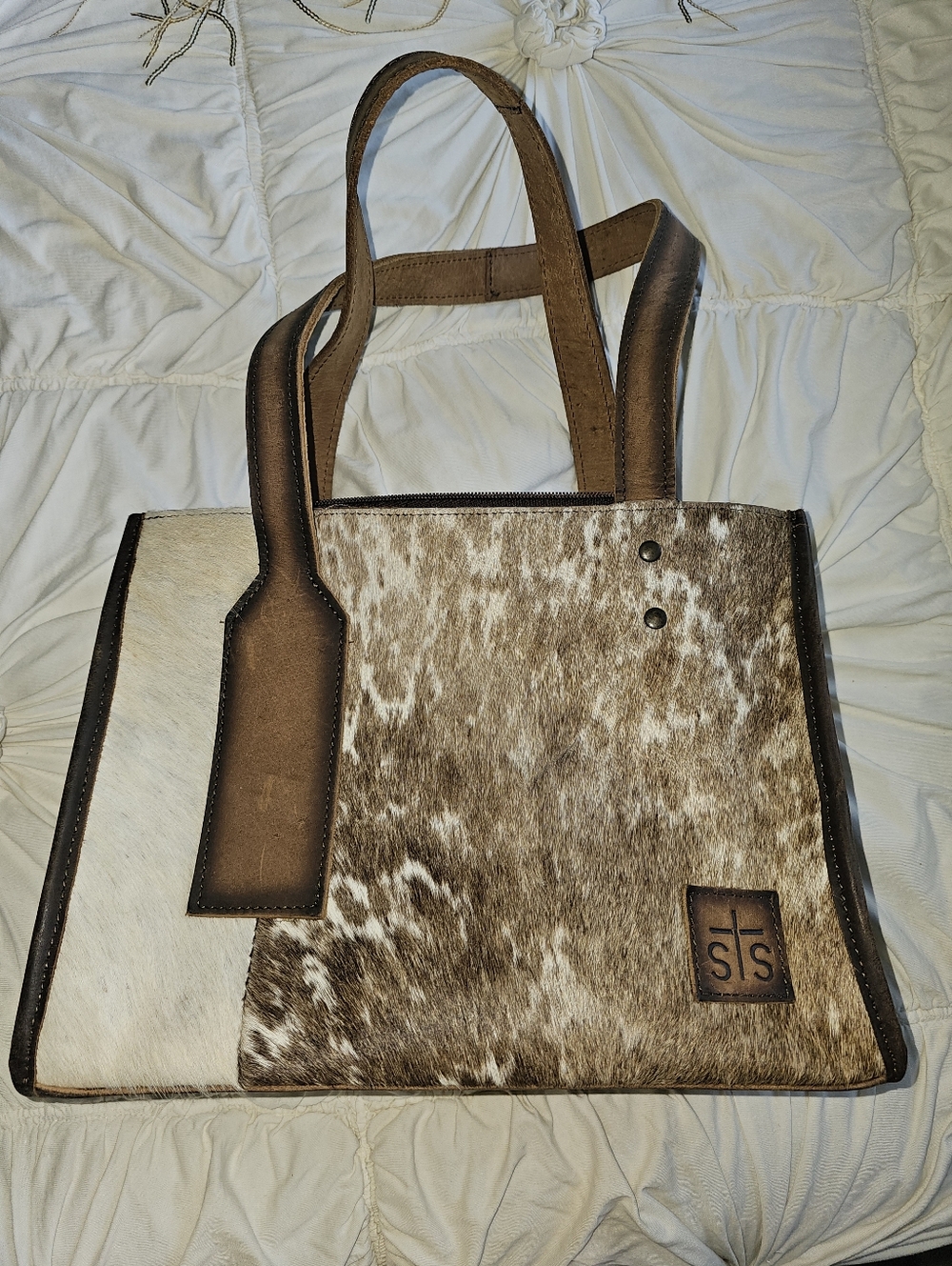 STS Ranchwear Brown & White Cowhide Bag Tote
